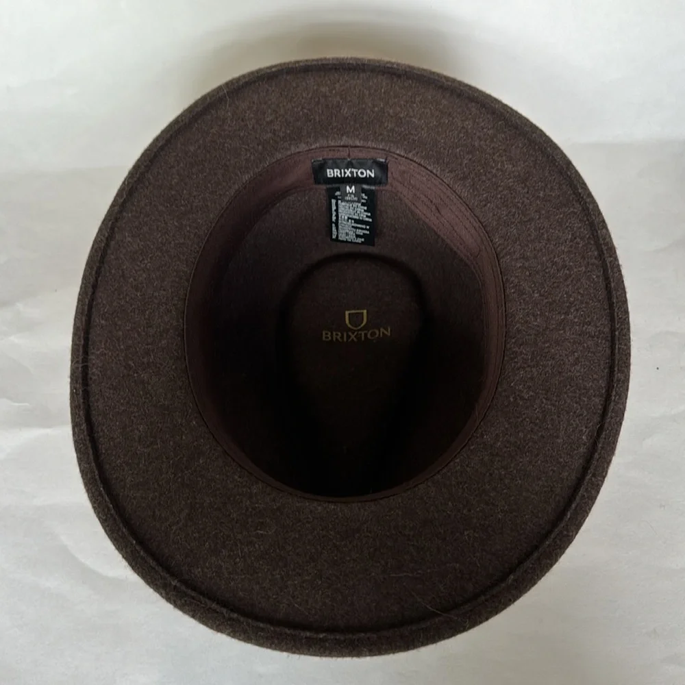 BRIXTON CLASSICS MESSER FEDORA Hat Brown Wool Faux Leather Band Sz M NWOT $75